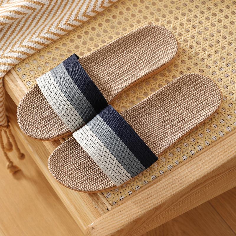 Women Men Couple Indoor Home Wooden Floor Linen Basin Bottom Thickening Spring and Autumn Cotton Summer Sandals and Slippers