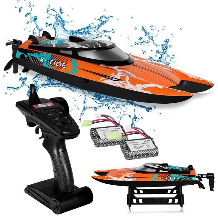 Bateau radiocommandé - OVERMAX - X-Tide - 25 km/h - 2 x 17min - Rouge