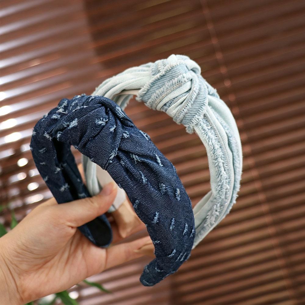Headdress Cowboy Headband Denim Cloth Cowboy Hair Bands Wide Head Bands Cowboy Hair Hoop Daily
