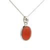 Peach Moonstone Cabochon Oval Pendant Necklace 925 Sterling Silver Rhodium Plated Solitaire Gemstone Pendant with Chain Gift for Women