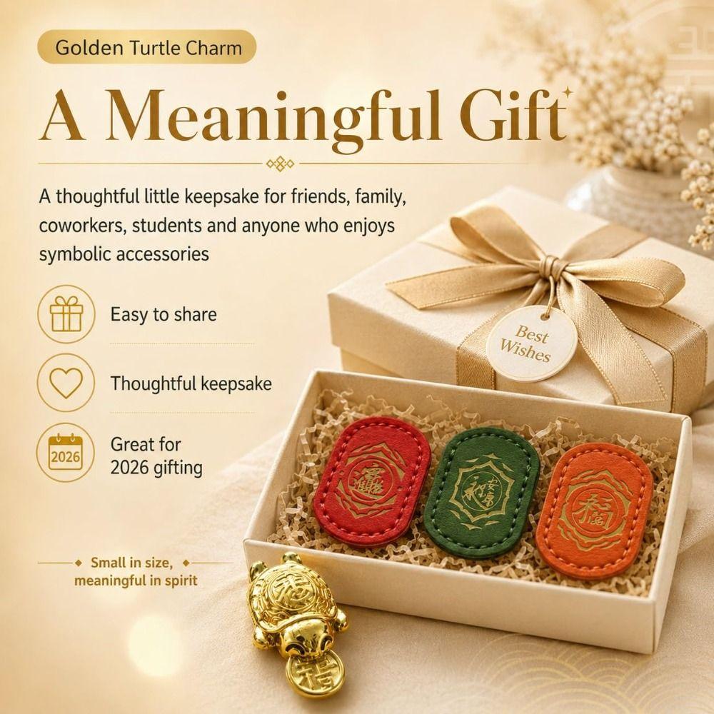 Leather Sleeve Golden Turtle Charm Coin Biting Brass Turtle Figurine Wallet Charm Desk Display