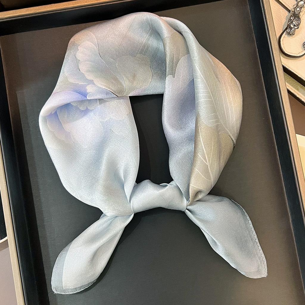 New 100% Natural Real Silk Scarf Women Bandana Square Scarves Wrap Kerchief Mulberry Fashion Luxury High Quality Hijab For Lady