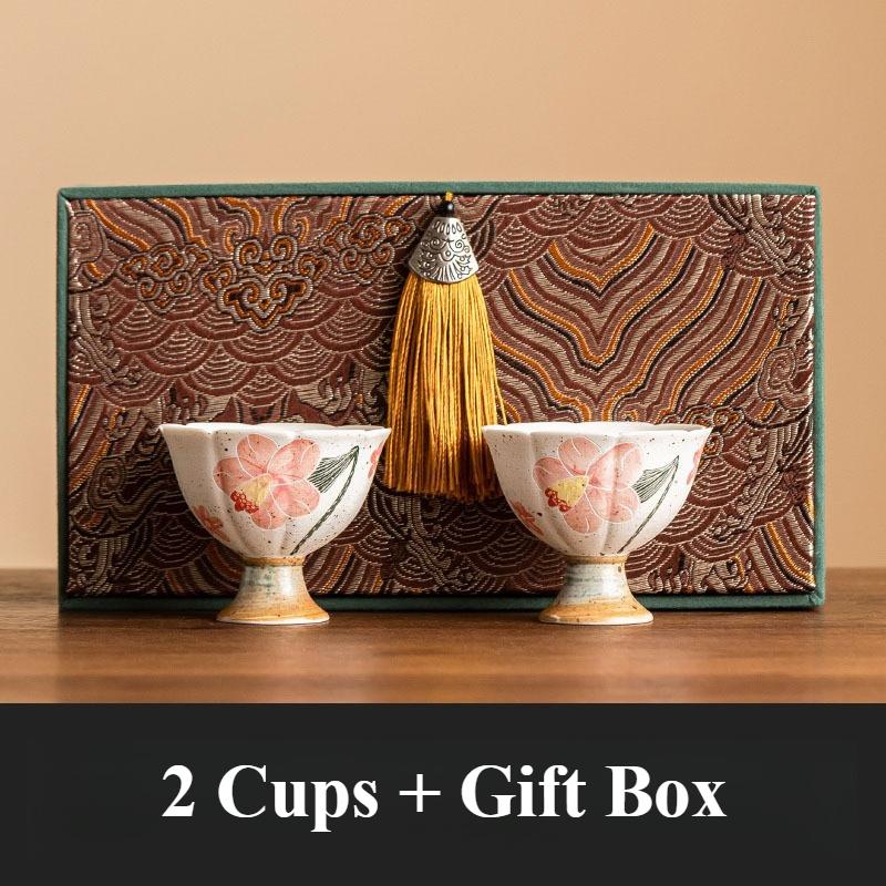 Plant Ash Master Cup Lotus Petal Teacups Ceramic Chinese Kung Fu Tea Cup Tea Ceremony Household Tasting High-foot Bowl Drinkware