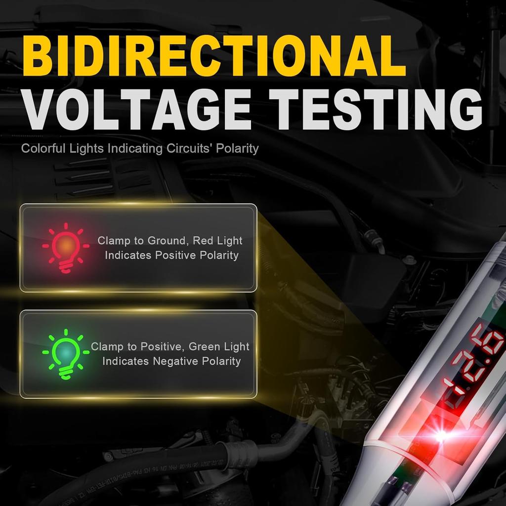Automotive Test Light 5-90V Digital LED Circuit Tester With Voltage Display, Auto Bidirectional Light Tester, Electrical Voltage Tester With Extended