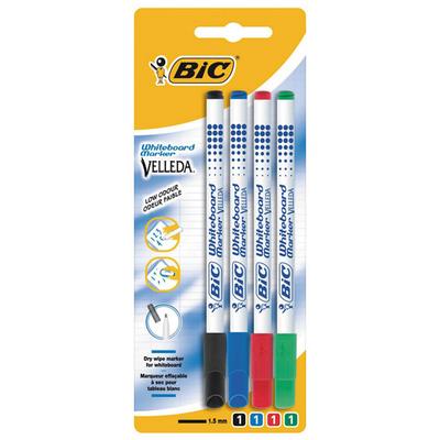 Набор маркеров для белой доски BiC Velleda Fine, 4 шт. (сортированный)