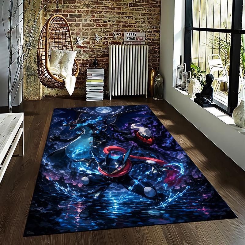 "Dark-Themed Cartoon Characters Carpet with Fantasy Elements Design" Suitable for use as an anti-slip for living room bedroom sofas