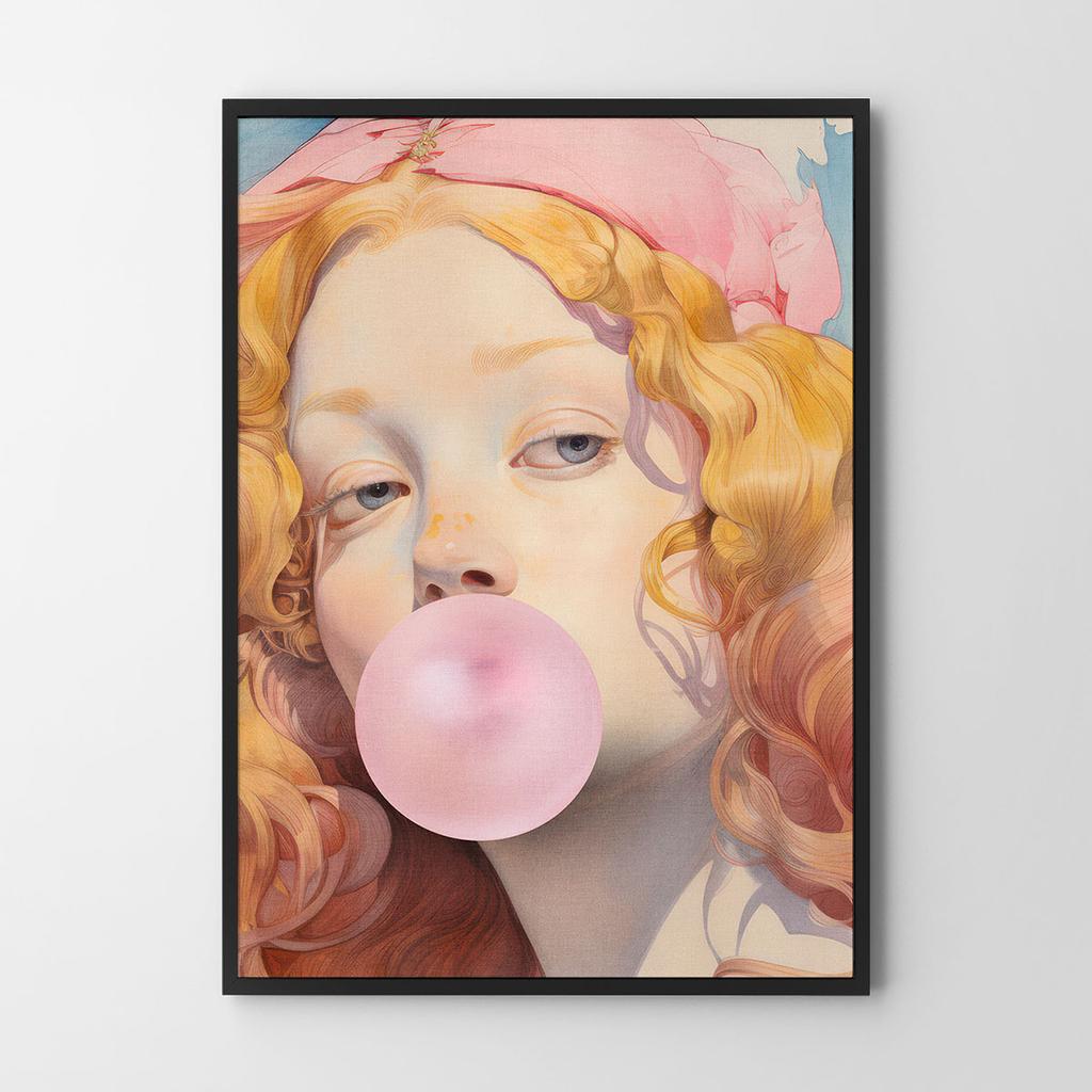 Plakat dziewczyna balon guma do żucia