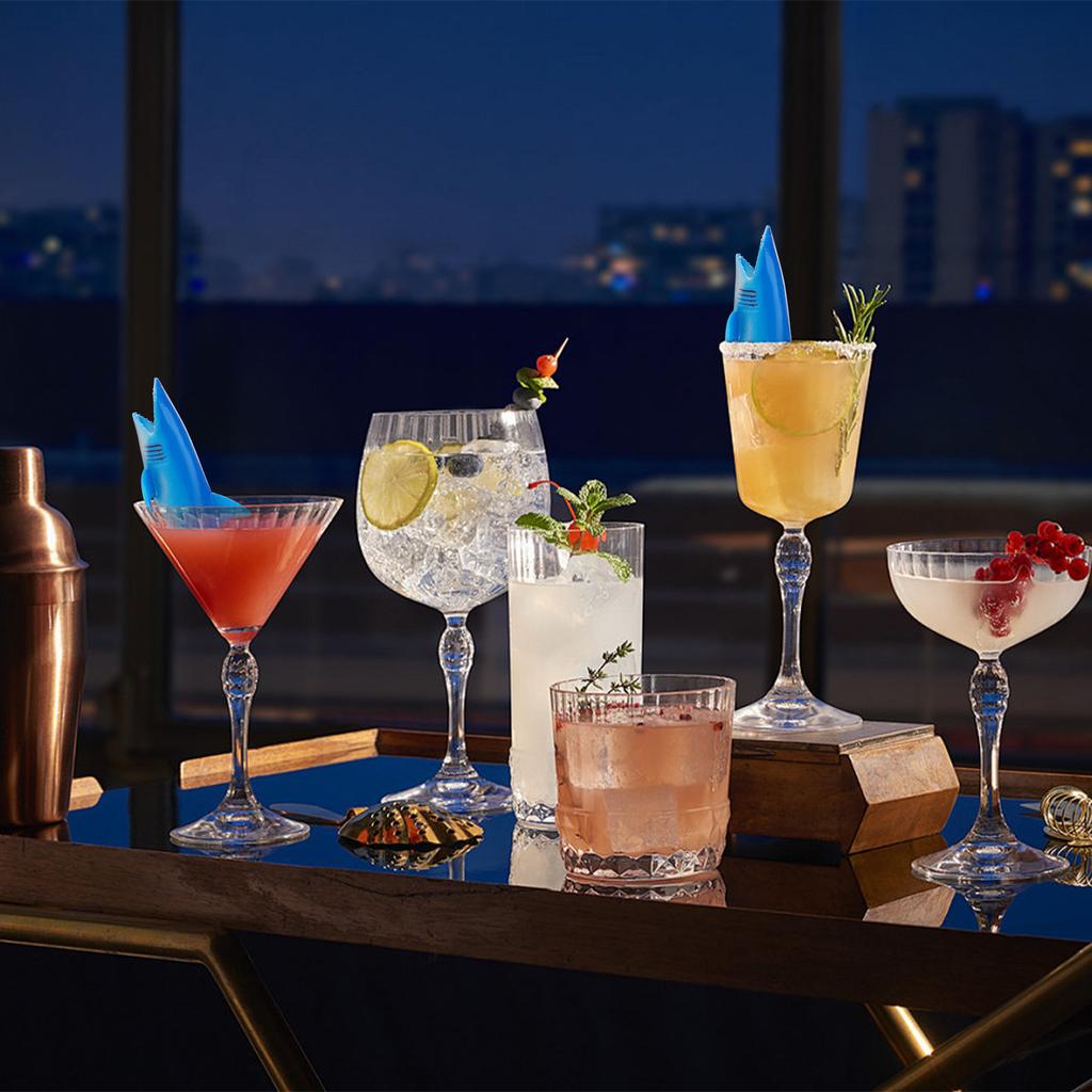 16Pcs PVC Shark for Drinking Reusable Hollow Shark Decor Filled Flavor Syrup for Cocktail Lemonade for Theme Party Ocean Animals