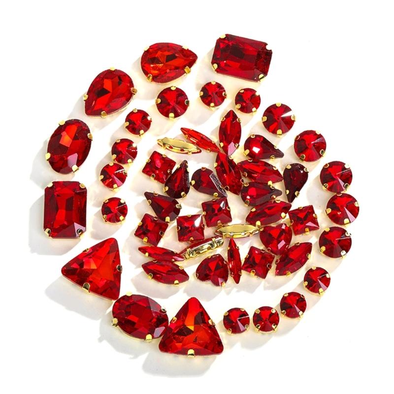 50 шт. Стразы смешанной формы с плоской основой, пришивные драгоценные камни для самостоятельного изготовления обуви, одежды, ювелирных изделий