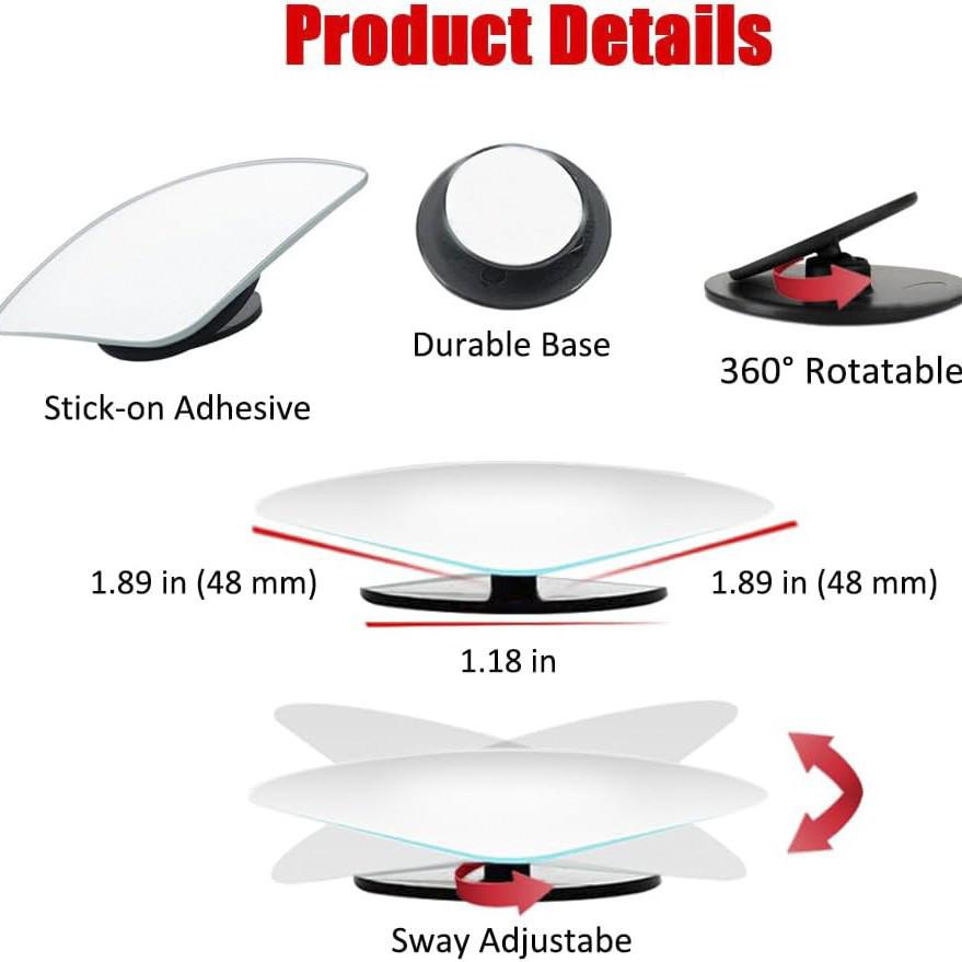 Безрамочное зеркало мертвой зоны автомобиля 360° - Вспомогательное зеркало заднего вида в форме веера