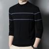 Новый шерстяной свитер, мужской свитер из чистой шерсти с длинными рукавами и полувысоким воротником, полосатый нижний свитер, джемпер, камвольный пуловер Tide