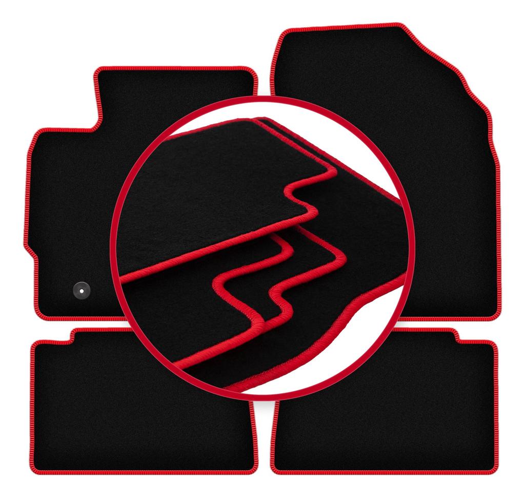 Velour floor mats with red edge for: Toyota Auris I hatchback, station wagon (2006-2012)