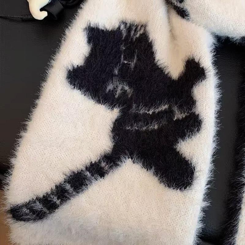 Meier Tu Xue cat claw black and white double-sided imitation mink warm scarf, new for women in autumn and winter