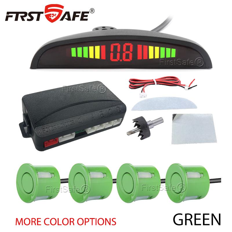 FirstSafe Car Parking Sensor Kit LED Display With 22mm 4 Sensors Radar Detector System Universal All Car