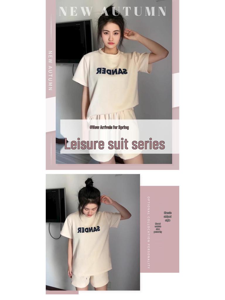 Женский летний комплект с шортами и коротким рукавом - Повседневный, удобный, свободного кроя, двухпредметный для легкого стиля и спортивного комфорта