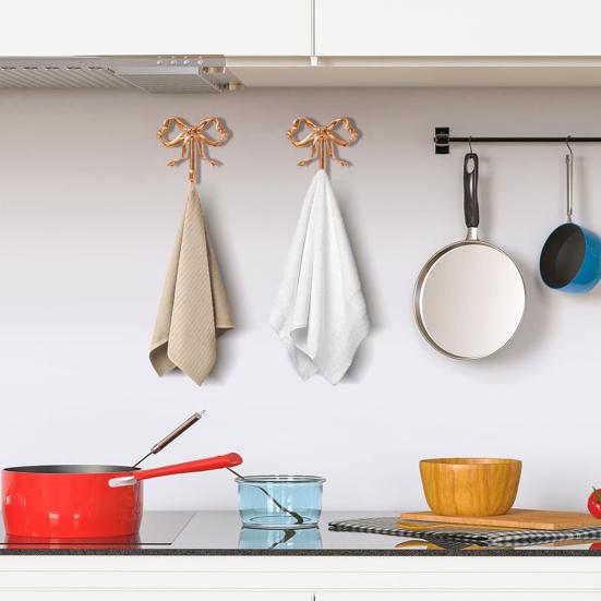 Metal Bow Shape Wall Hooks Decorative Key Bag Hanging Hook Load-bearing Towel Hat Jacket Key Holder for Home Decor