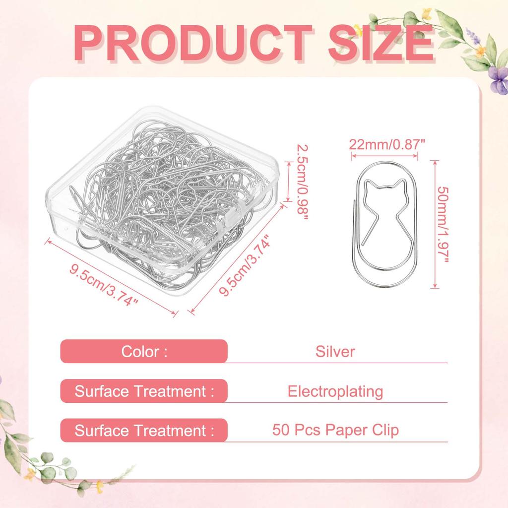 20/50/100Pcs Cat Shape Paper Clip Metal Cute Small Paper Clamp Clips for Office Supplies Craft Scrapbook Document Note Sorting