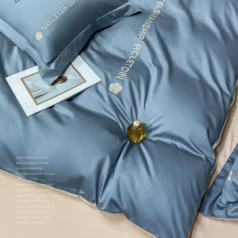 Лист 60 нитей, четыре предмета, хлопок, хлопок, длинный штапельный хлопок, Наньтун, легкий, роскошный стиль, вышитое пододеяльник, сплошной цвет, кровать