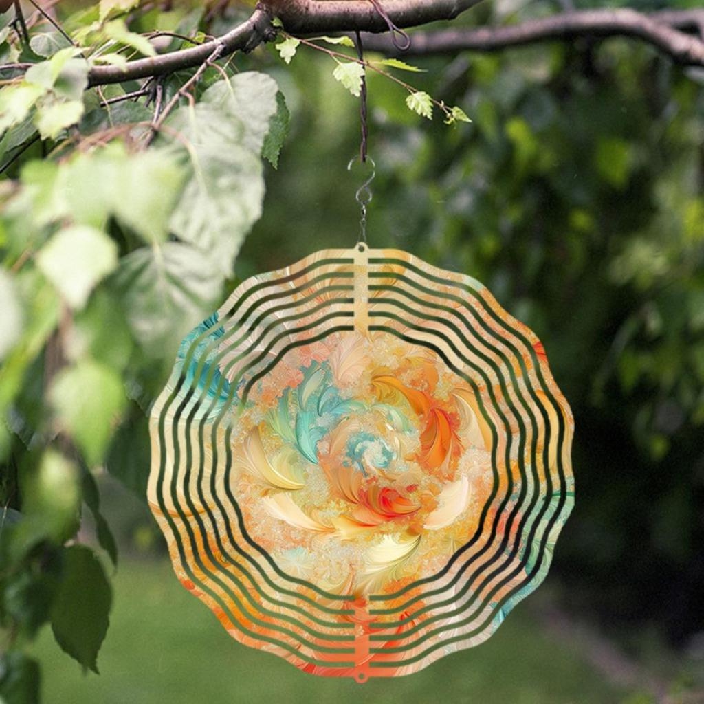Vibrant Stained Glass Wind Chime with 360 Rotation Colorful Outdoor Decor for Garden Balcony Creative Gift Idea Hanging Ornament
