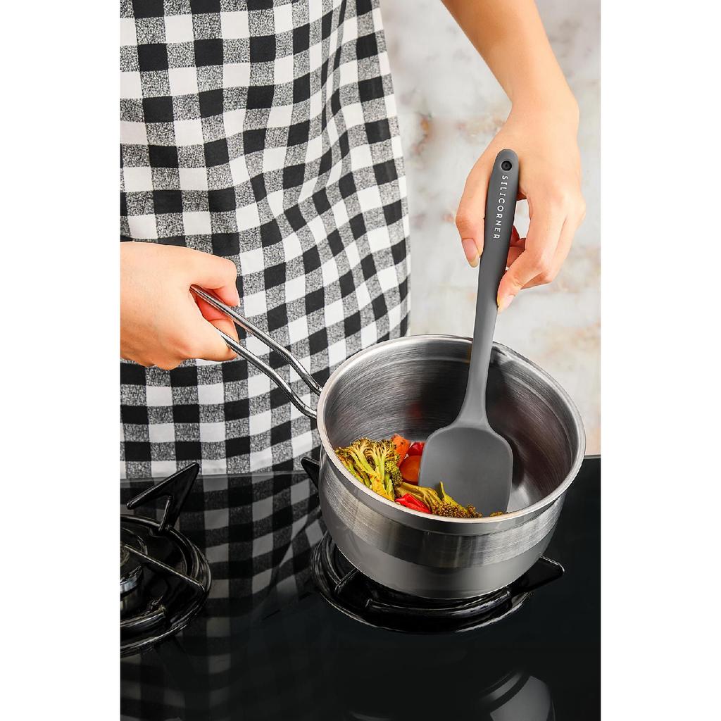 6 Piece Silicone Cooking Kitchen Set Cake Spatula Spoon Egg Brush Tongs Spatula