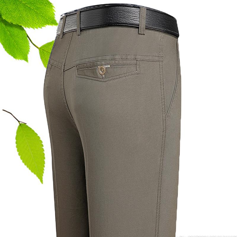 Повседневные мужские брюки, свободные прямые брюки с высокой талией для мужчин среднего возраста