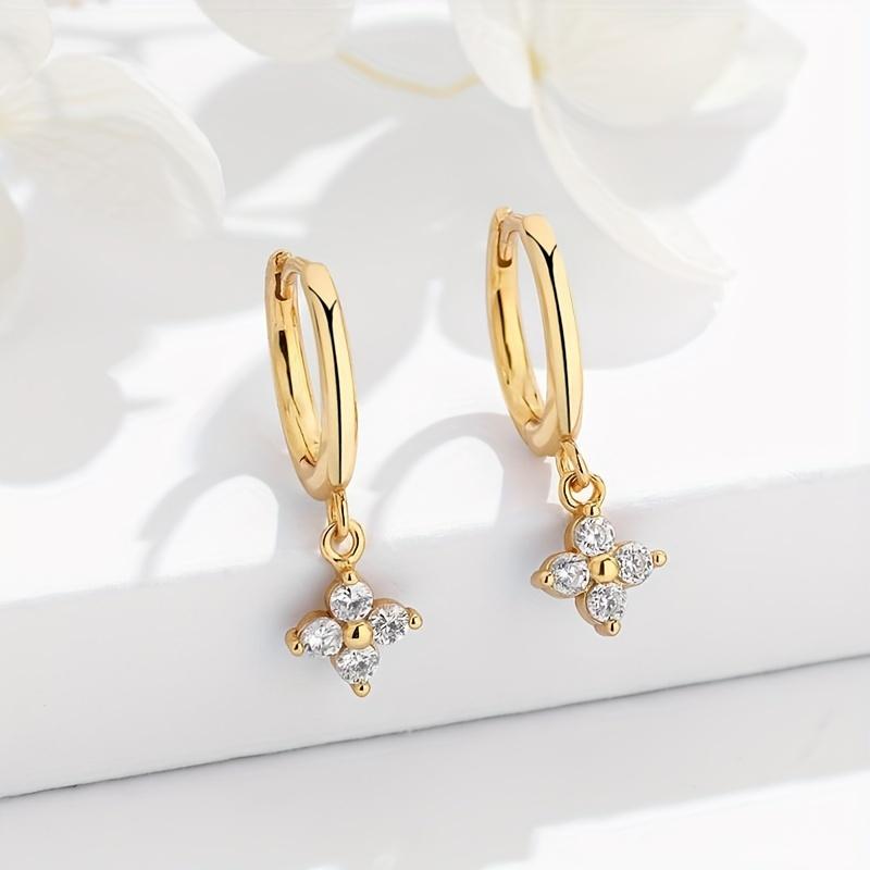 1 Pair of Sparkling Zircon Decorated Earrings, Exquisite and Luxurious Jewelry Suitable for Daily Leisure Weddings, Parties, and Gifts