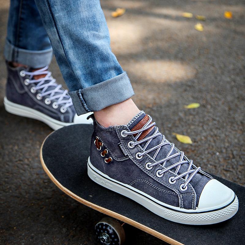 Новые женские джинсовые дизайнерские ботинки на платформе из парусины для мальчиков и девочек, классические повседневные туфли с высоким берцем и круглым носком на плоской подошве, кроссовки 2024