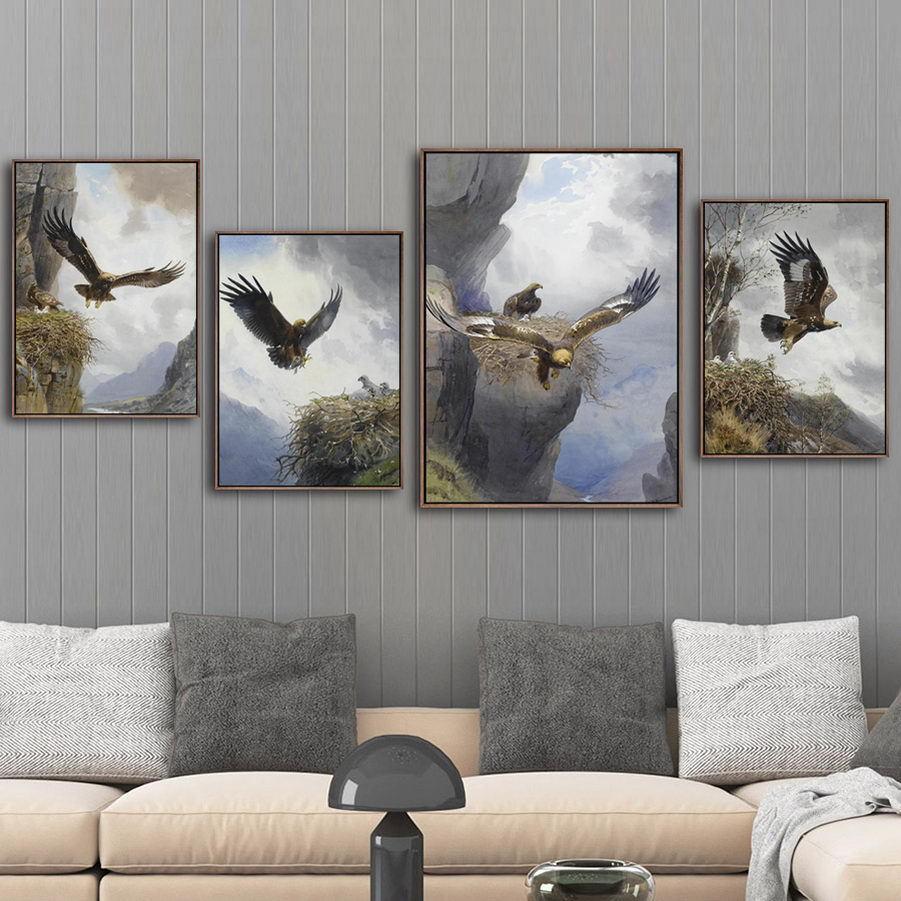 Американское жикле с принтом, картина с птицами, настенная живопись с орлом, настенные панно для гостиной, с животным принтом, Cuadros Decoracion Salon