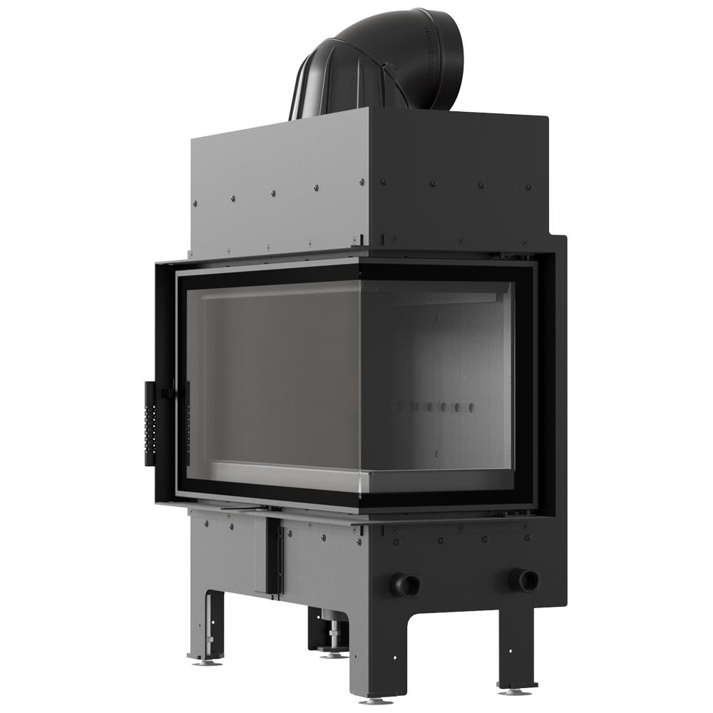 Corner fireplace KRATKI FLOKI right 10kW Ø200 black closing installation kit