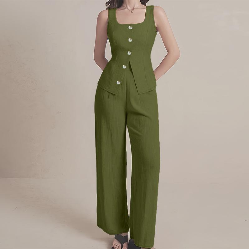ZANZEA Women Sleeveless Tank Tops and Pants Summer Two Piece Suit Sets
