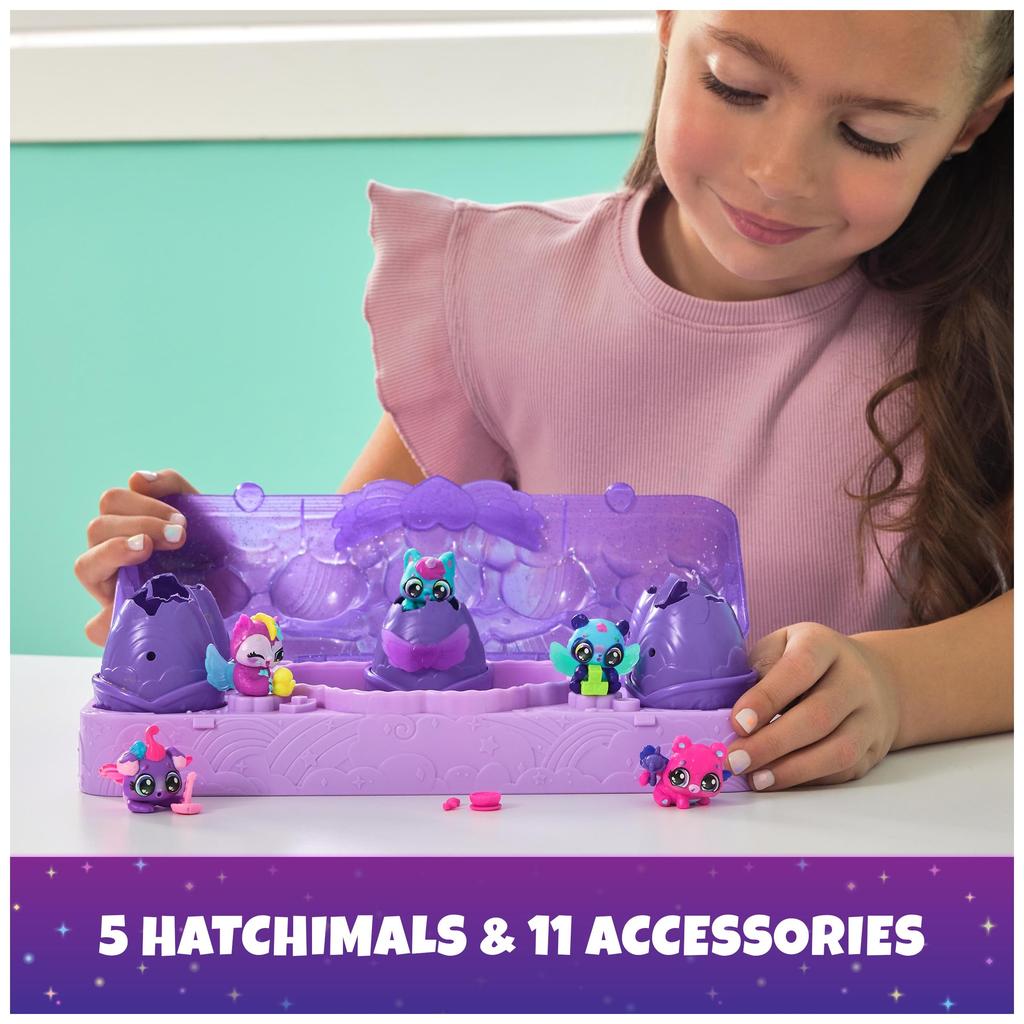 Hatchimals Alive, Neon Rainbow Egg Carton Toy with 5 Minifigures, Color Reveal Eggs & 11 Accessories, Kids Toy for Girls & Boys Ages 3+
