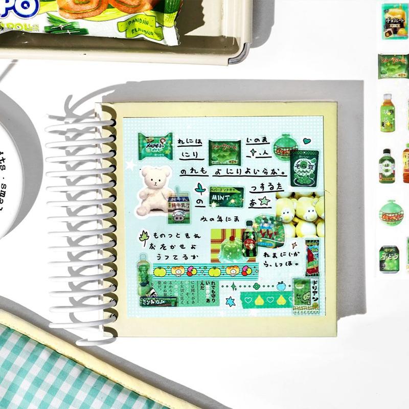 1 Sheets Cute Snacks Beverages Decorative Stickers Star Flash Film Scrapbooking DIY Collage Material Sticker Korean Stationery