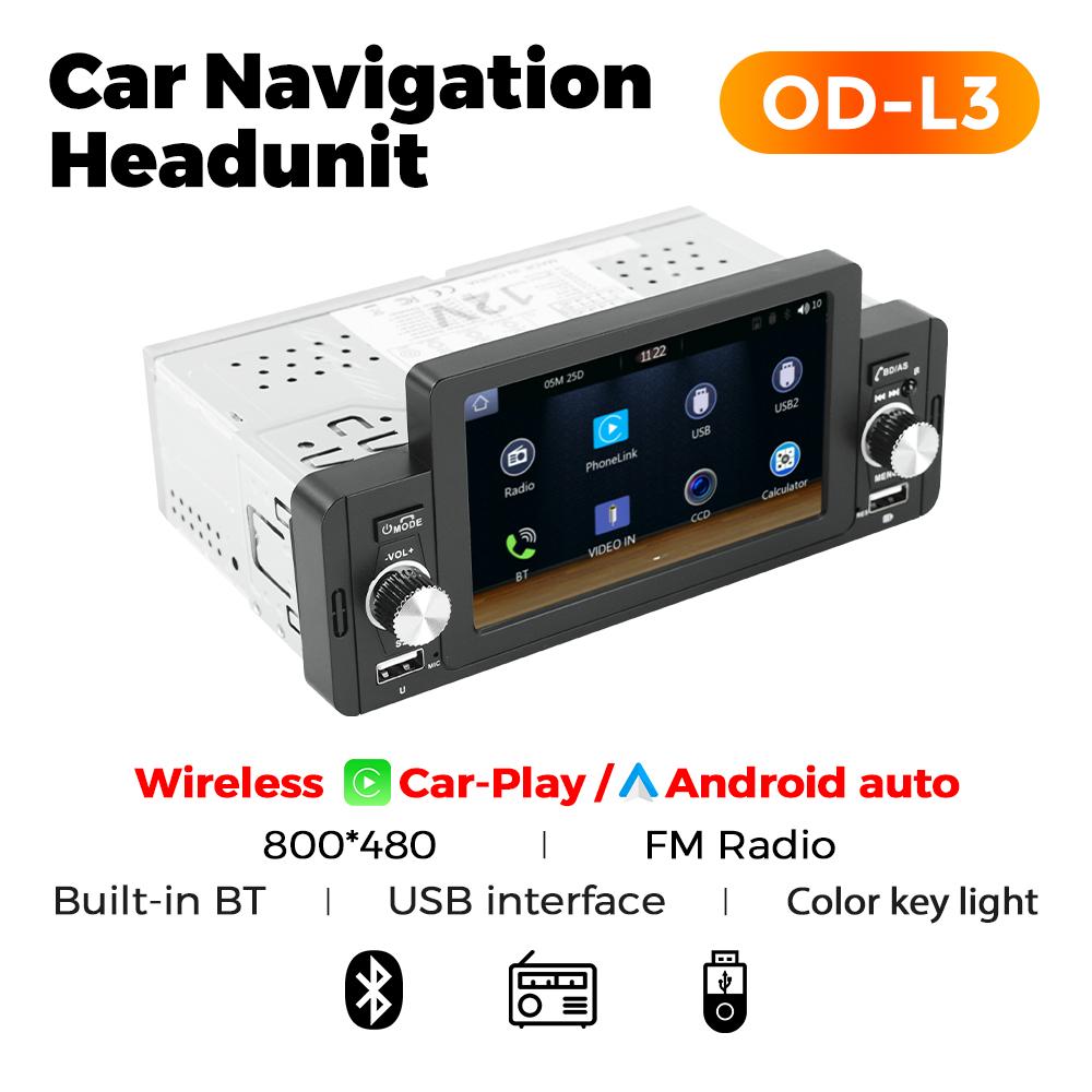 Navifly 5" Touch Screen 1 Din MP5 Player Universal Car Radio Multimedia Player Wireless Carplay Android Auto FM Stereo Receiver