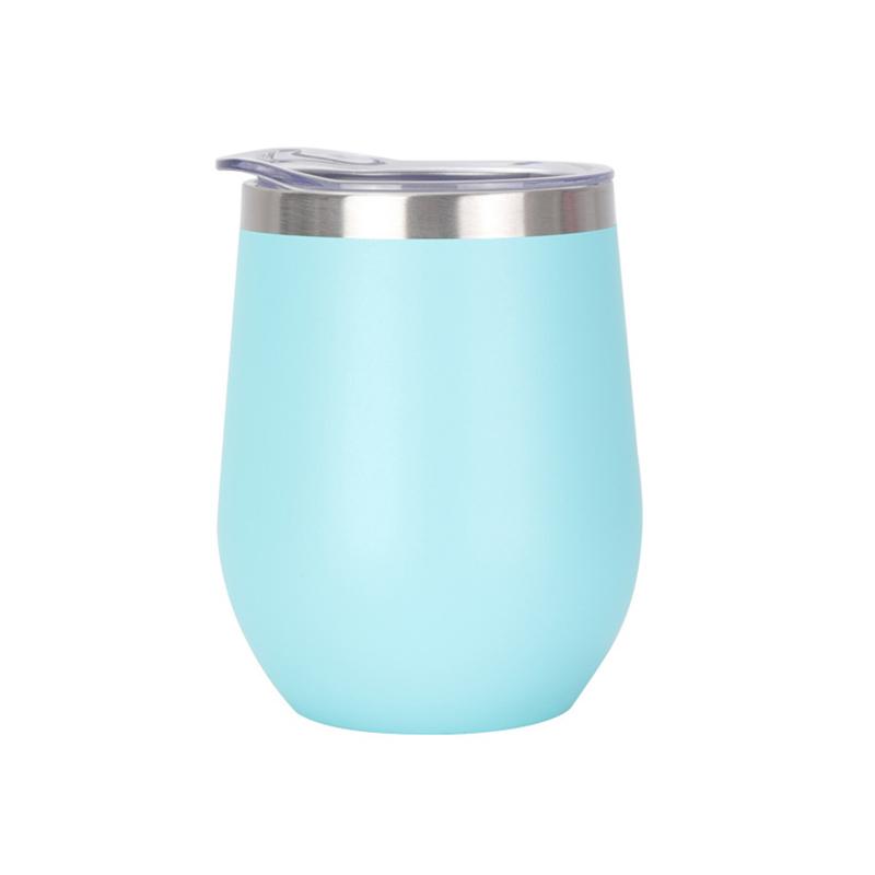 Custom 12oz Stainless Steel Double Layer Eggshell Insulated Vacuum Thermos Coffee Cup Outdoor Mini Egg Shaped Cup Mug with Lid