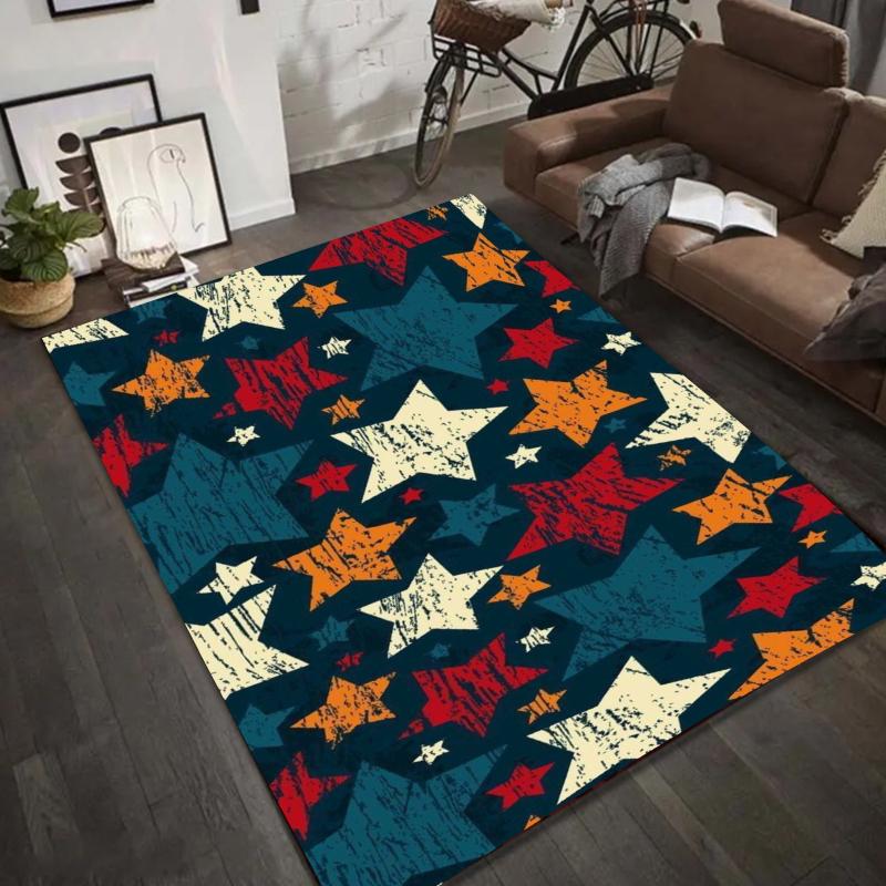 Graffiti Star Pattern Area Rug Urban Art Floor Mat Carpet for Living Room Home Decoration Bedroom Decor Living Room Decoration