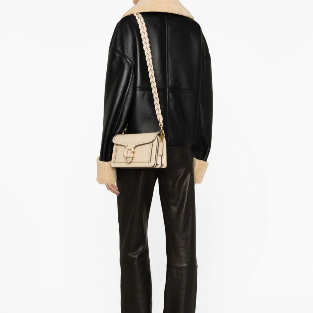 New COACH Tabby Smooth Calf Leather Handbag, Shoulder Bag Women's Beige CJ838-B4IY