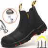 Genuine Leather Men's Boots Work Safety Shoes Anti-smash Anti-puncture Anti Scalding Welder Shoes Protective Chelsea Boots Male