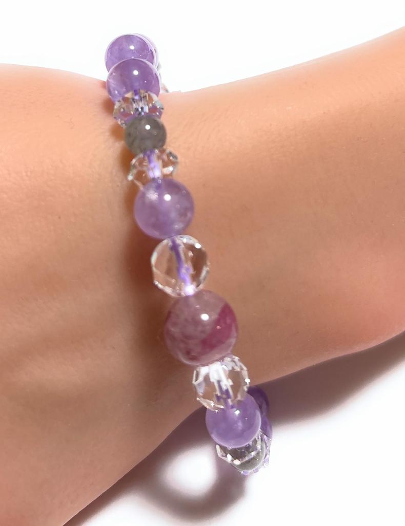 Здоровье Любовь Амулет Лаванда Аметист Розовый Турмалин Кремний Лабрадорит Натуральный Кристалл Сила Камень Браслет Бонус Внутренний 2025 Счастливый Цвет Лаванда