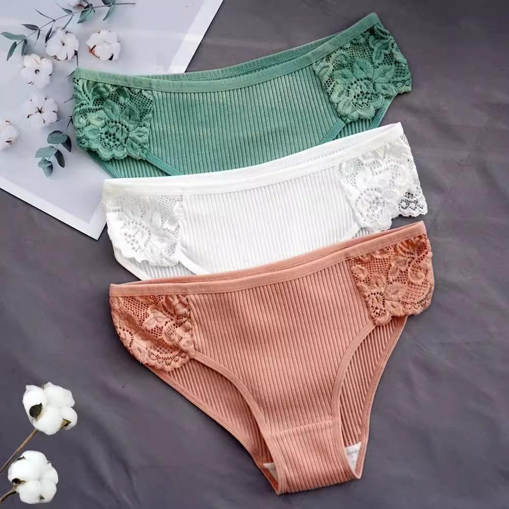 3 Pieces Women's Pure Cotton Underwear Women's Soft and Comfortable Girl Large Size Medium and Low Waist Triangle Underwear Fashion Sports Panties