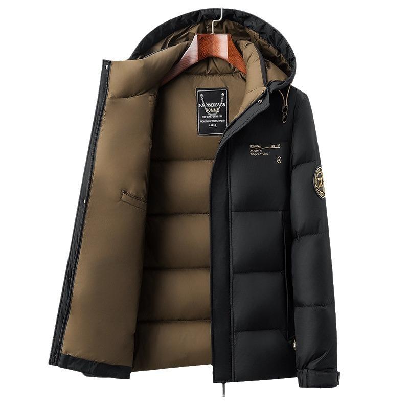 Winter New Men's Down Jacket Thickened Mid-length Hooded Cold-proof Outdoor Men's Jacket Down Jacket