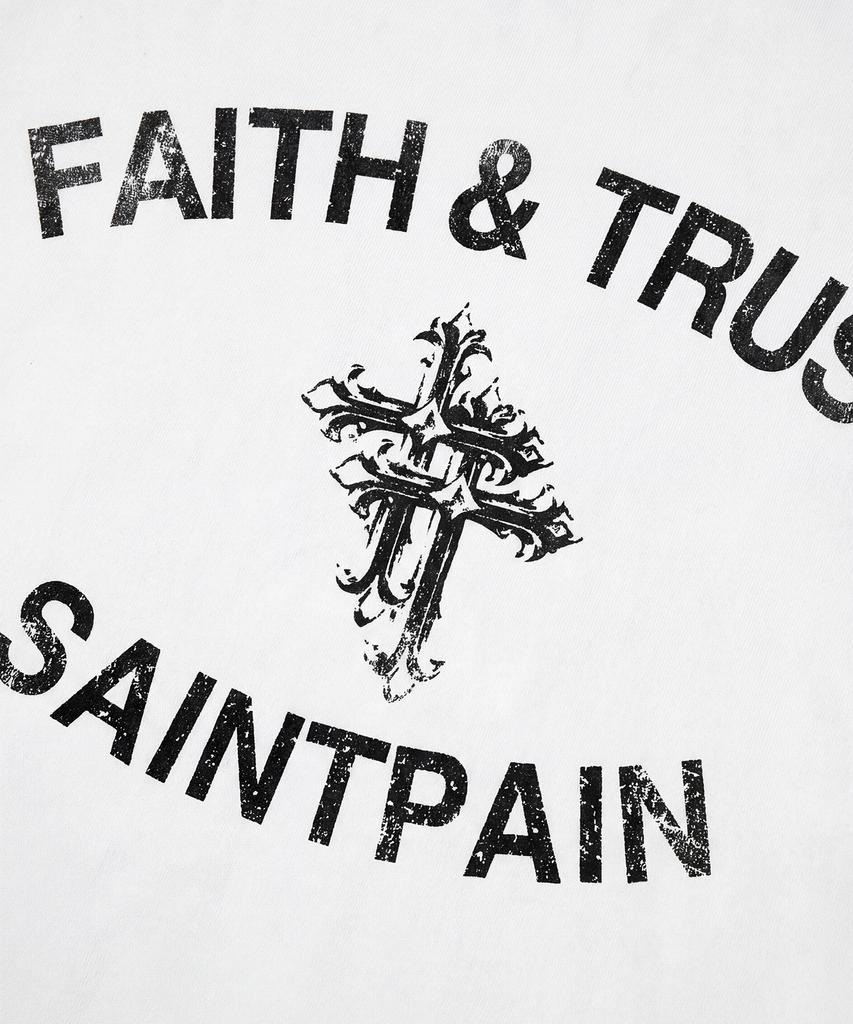 SAINTPAIN Sp Белая футболка-реглан с принтом Face & Trust