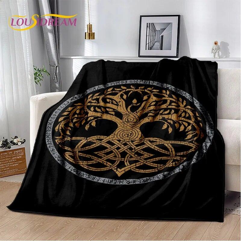 3D Viking Odin Valhalla Nordic Mythology Symbols Blanket,Soft Throw Blanket for Home Bedroom Bed Sofa Picnic Office Travel Cover