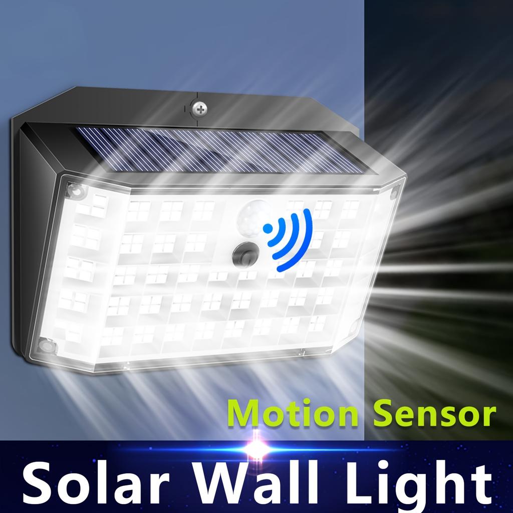 176 High Brightness LED Outdoor Solar Street Lights with Motion and Light Sensors, Suitable for Garage Front Doors, Pool Steps, Fences, Parks