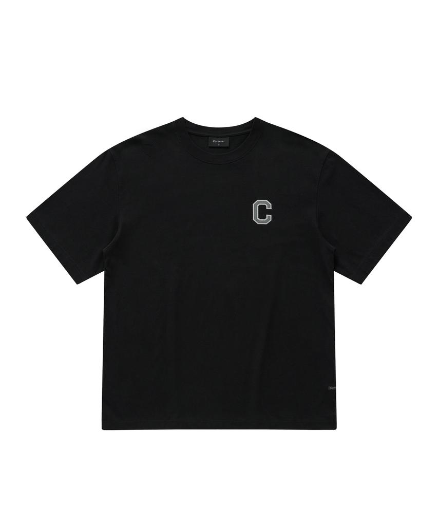 COVERNAT Стильная хлопковая футболка с блестящим логотипом C Черная