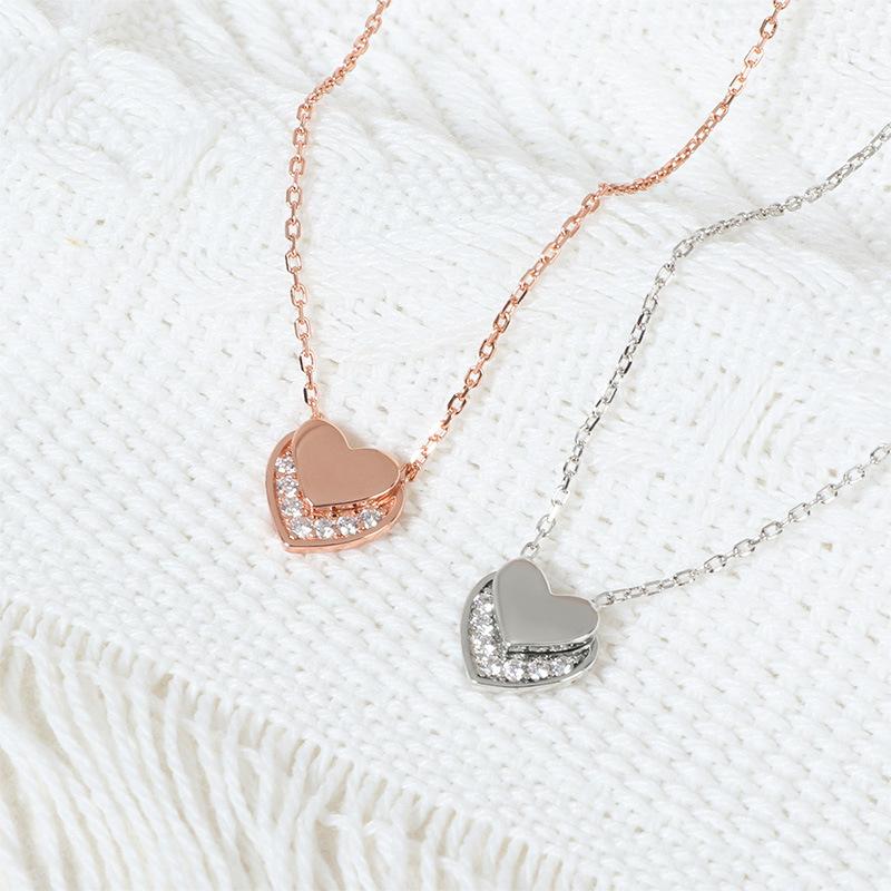 Ожерелье Love для женщин Ins Niche Design Light Luxury Gentle Heart Zircon Clavicle Chain