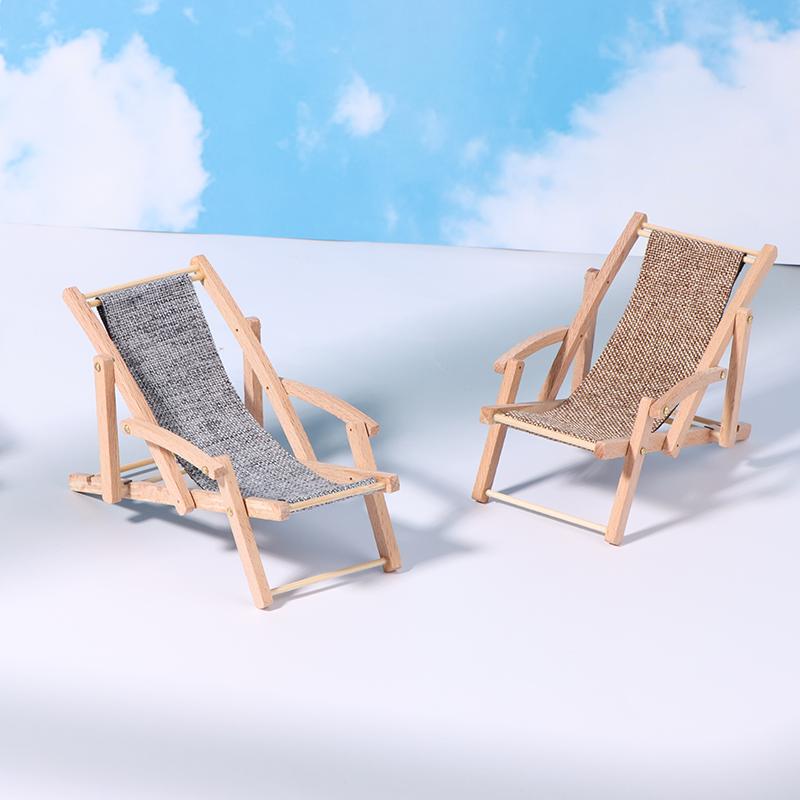 1:12 Dollhouse Miniature Beach Chair Deck Chair Model Living Scene Decor Toy Doll House Accessories