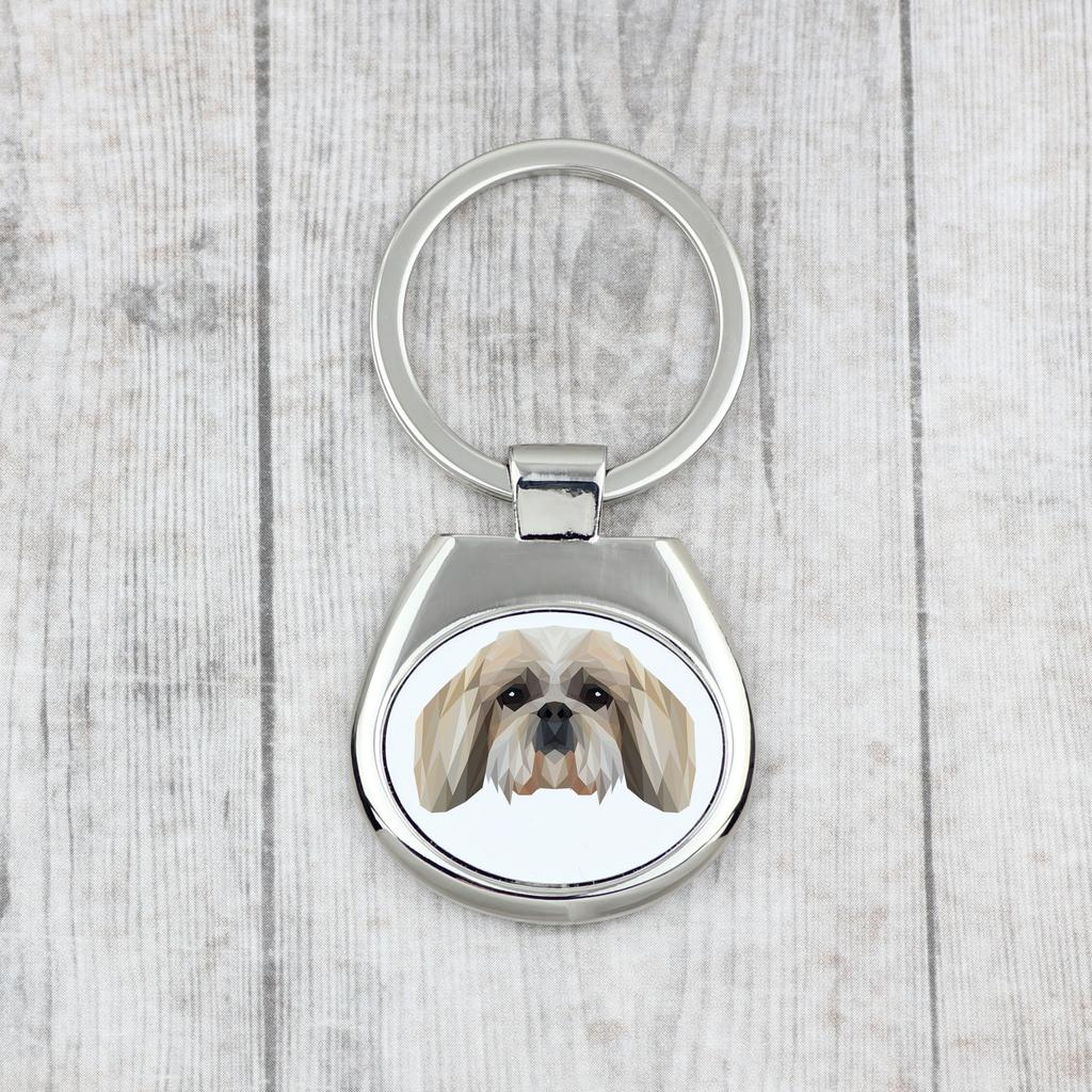 Shih Tzu, Chrysanthemum Dog - Geometric Keychain with a Photo and the Inscription Art-Dog