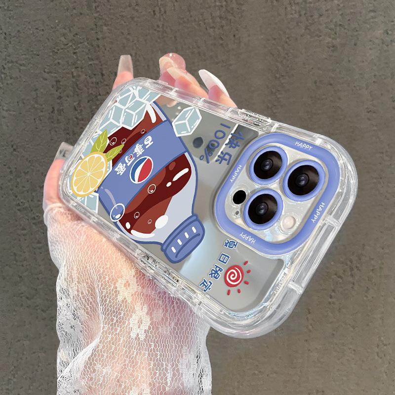 Applicable To Apple 15 Mobile Phone Case Iphone14 Summer Yen Gas Soda 13pro Mirror Anti-fall 12/11 Niche Women