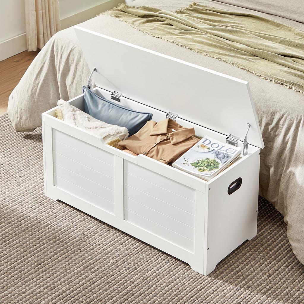 VASAGLE Storage Chest, Storage Bench, Blanket Box with 2 Safety Hinges, Shoe Storage Bench, Modern Style, 40 x 100 x 46 cm, for Hallway, Bedroom