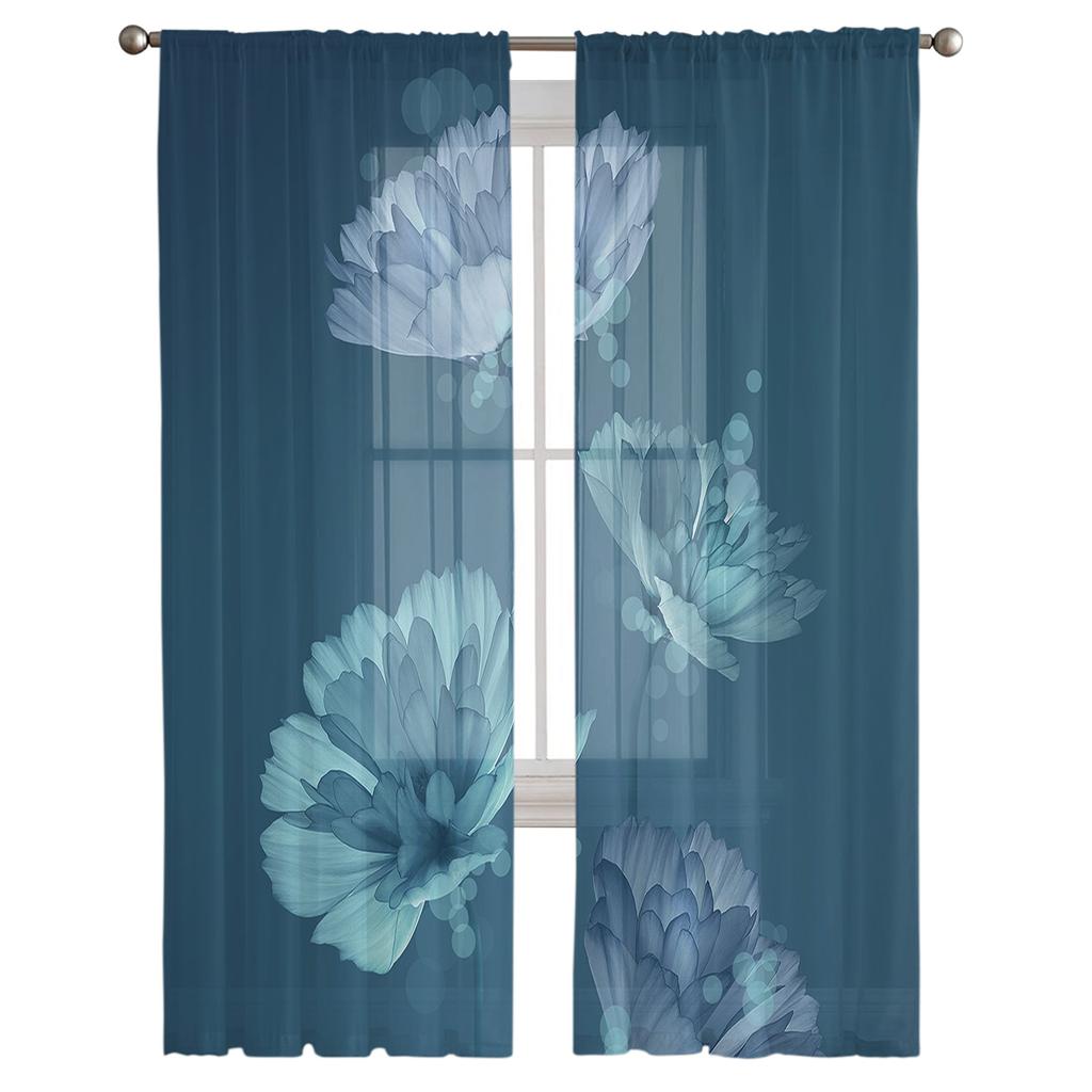 Прозрачные оконные шторы с растением розы для гостиной, кухни, детской спальни, вуаль, подвесная занавеска